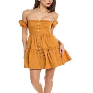 Staud Elio Off Shoulder Dress color Honey